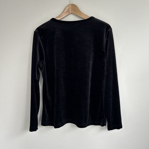 Vintage Black Velvet Button Cardigan Route 66 Size Large - Picture 2 of 8